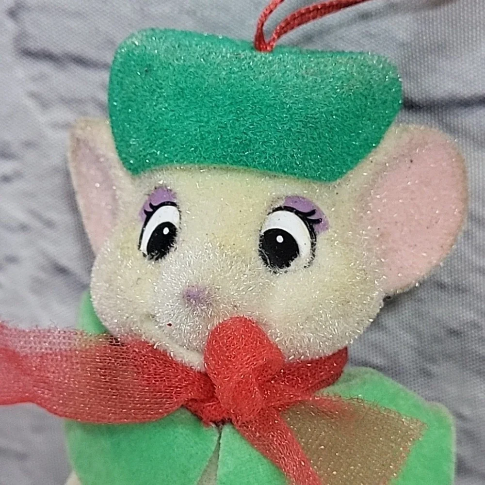 Disney Rescuers Down Under Miss‎ Bianca Green Mouse Flocked Christmas Ornament
